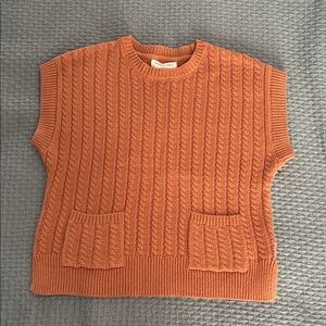 Excellent condition - Sleeveless Cable-Knit Pocket Sweater Vest - Rust Orange
